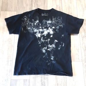 Mens Black Gothic T Shirt Skeleton Skull Crew Neck sz Large Tagless INFAMOUS